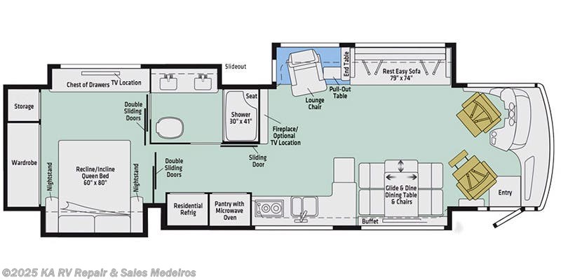 Floorplan of 2019 Winnebago Horizon 40A