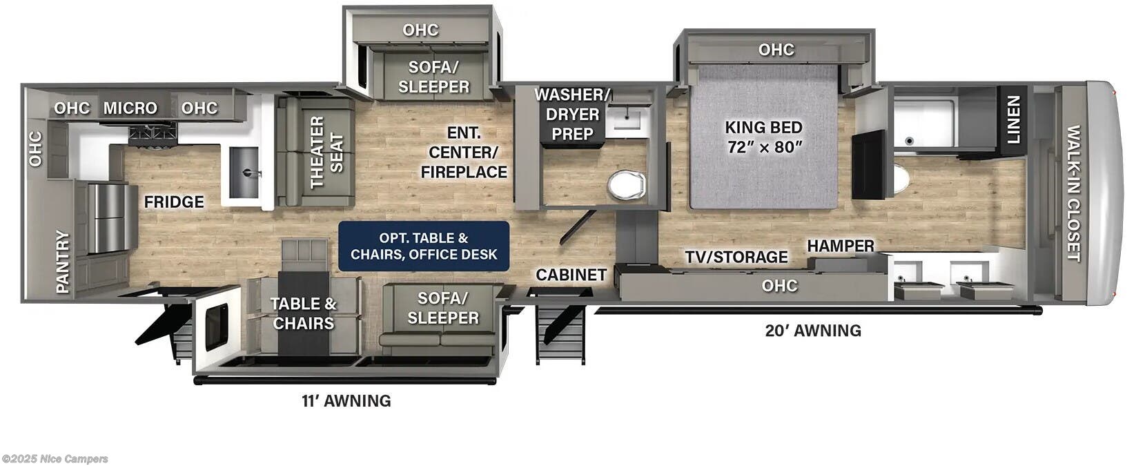 Call now about this 2025 Palomino Columbus 384RKH! 2025 Palomino Columbus 384RKH - New Fifth Wheel For Sale by Nice Campers in Russellville, Arkansas features Shower, Surround Sound System, Solar Panels, Wardrobe(s), Fireplace