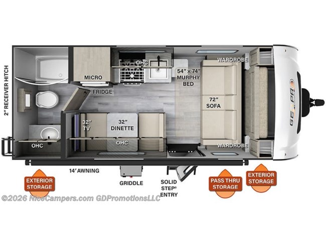2021 Forest River Rockwood Geo Pro G19FD Floorplan