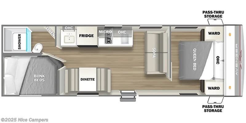 Call now about this 2024 Prime Time Avenger LT 25BH! Floorplan of 2024 Prime Time Avenger LT 25BH