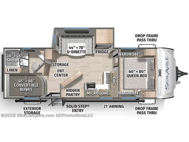 2025 Palomino Solaire Ultra-Lite 2430BHS Floorplan