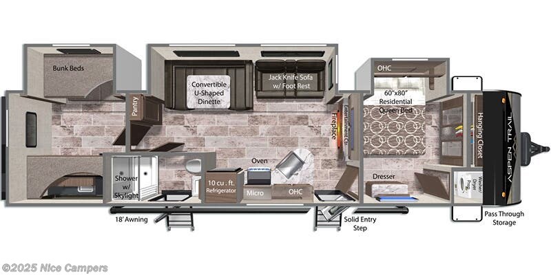 Call now about this 2023 Dutchmen Aspen Trail 3400BHS! Floorplan of 2023 Dutchmen Aspen Trail 3400BHS