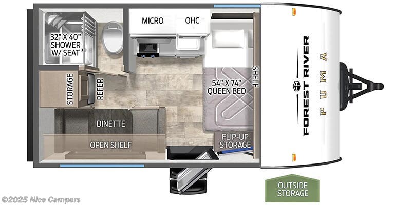 Call now about this 2025 Palomino Puma Camping Edition 123RDCE! Floorplan of 2025 Palomino Puma Camping Edition 123RDCE