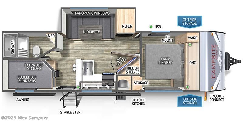 Call now about this 2025 Forest River Campsite Reserve 23LM! Floorplan of 2025 Forest River Campsite Reserve 23LM