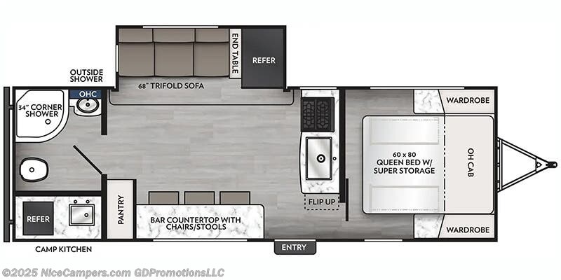 Call now about this 2026 Coachmen Apex Ultra-Lite 242BARV! Floorplan of 2026 Coachmen Apex Ultra-Lite 242BARV
