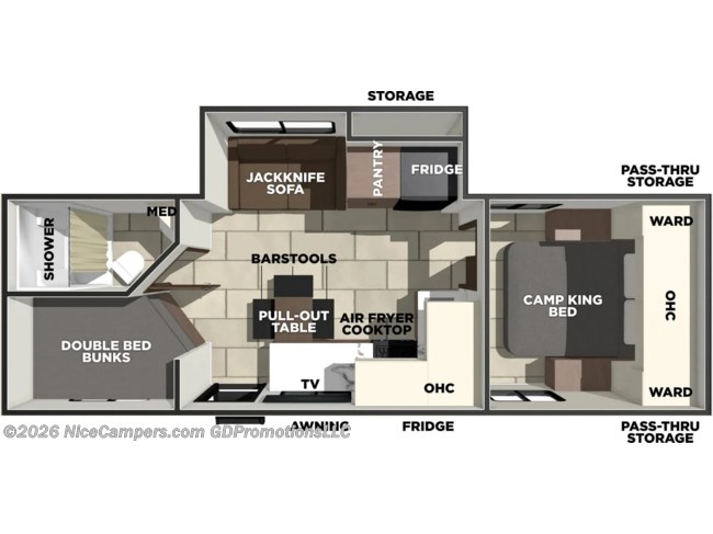 2026 Prime Time Tracer 250BH Floorplan