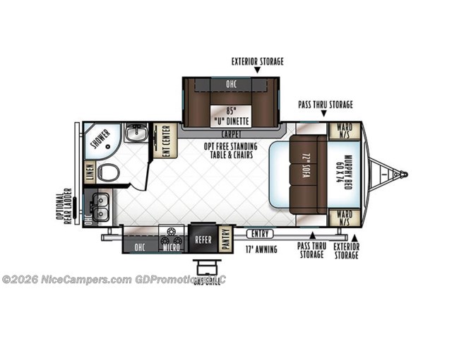2018 Forest River Rockwood Ultra Lite 2304DS Floorplan