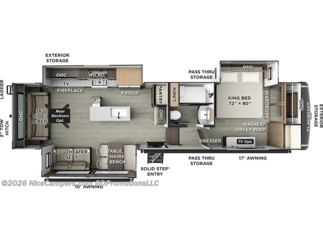 2026 Forest River Flagstaff Classic F361RLS Floorplan