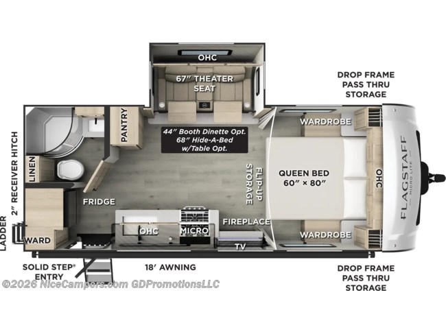 2026 Forest River Flagstaff Micro Lite 22FBS Floorplan
