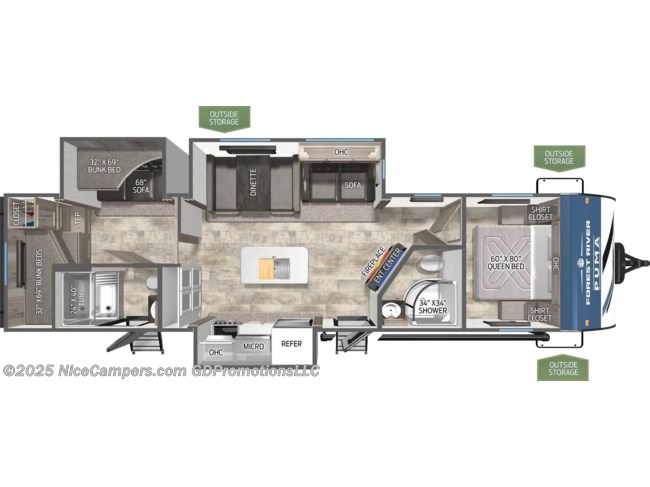 2026 Palomino Puma 32BH2B Floorplan