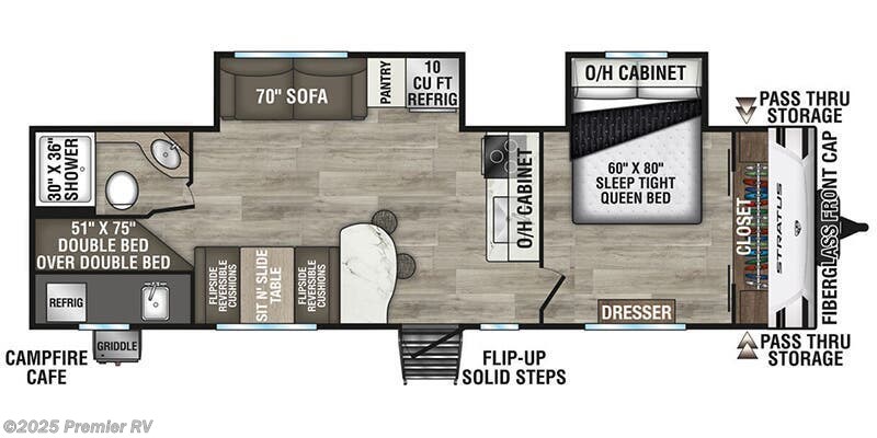 Call now about this 2025 Venture RV Stratus SR302VBH! 2025 Venture RV Stratus SR302VBH - New Travel Trailer For Sale by Premier RV in Blue Grass, Iowa