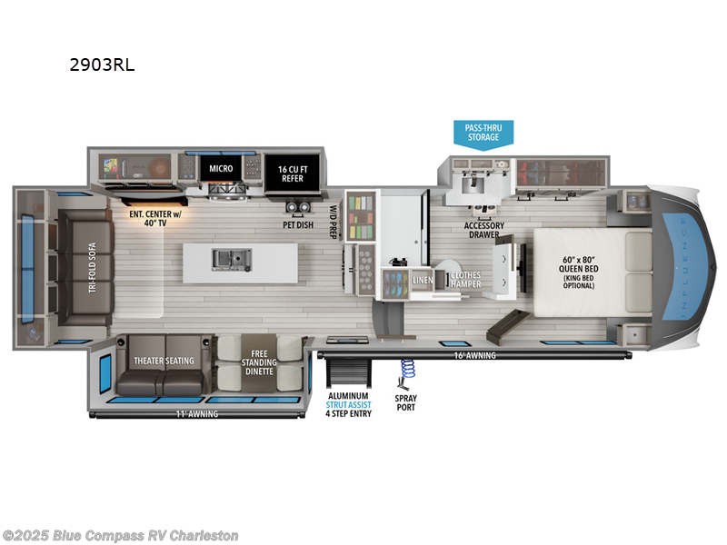 Call now about this 2025 Grand Design Influence 2903RL! 2025 Grand Design Influence 2903RL - New Fifth Wheel For Sale by Blue Compass RV Charleston in Ladson, South Carolina features Slideout