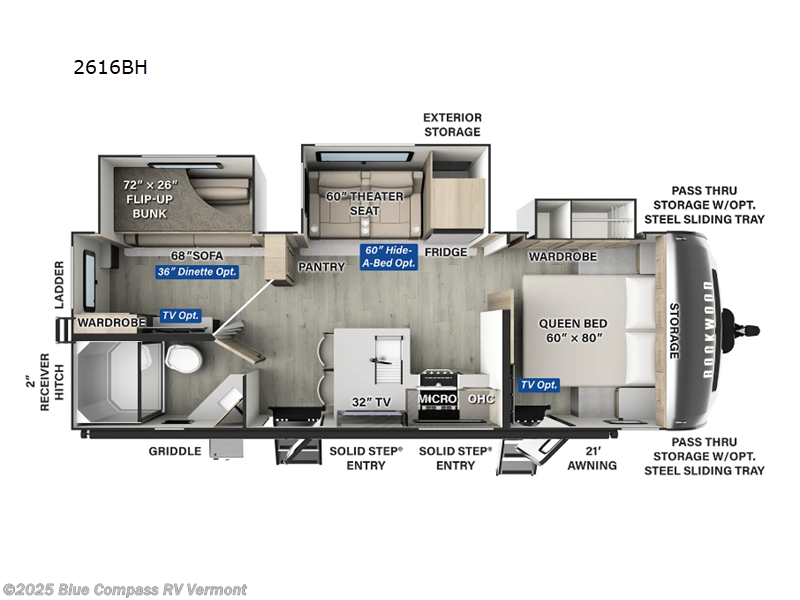 Call now about this 2025 Forest River Rockwood Ultra Lite 2616BH! 2025 Forest River Rockwood Ultra Lite 2616BH - New Travel Trailer For Sale by Blue Compass RV Vermont in East Montpelier, Vermont features Slideout