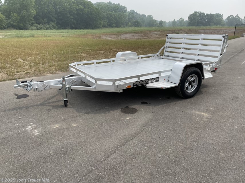 Aluma Executive Series trailer, 77"x10' utility trailer, 3.5K EZ-Lube torsion axle, ST205/75R14 Load Range C tires, black aluminum rims, aluminum fenders with steps, trailer tongue handle, aluminum trailer floor, front retaining rails, side retaining rails, A-frame aluminum tongue, 2" coupler, stake pockets, D-rings, 1.2K swivel jack, LED lighting with deck lighting, heavy-duty utility trailer, aluminum utility trailer, high-quality trailer components, durable trailer design, versatile utility trailer, off-road utility trailer, robust trailer construction, lightweight aluminum trailer, easy maintenance utility trailer, premium trailer features, rugged trailer design, customizable utility trailer, heavy-load trailer capabilities, secure trailer fittings, high-performance trailer accessories. Aluma Executive Series trailer, 77"x10' utility trailer, 3.5K EZ-Lube torsion axle, ST205/75R14 Load Range C tires, black aluminum rims, aluminum fenders with steps, trailer tongue handle, aluminum trailer floor, front retaining rails, side retaining rails, A-frame aluminum tongue, 2" coupler, stake pockets, D-rings, 1.2K swivel jack, LED lighting with deck lighting, heavy-duty utility trailer, aluminum utility trailer, high-quality trailer components, durable trailer design, versatile utility trailer, off-road utility trailer, robust trailer construction, lightweight aluminum trailer, easy maintenance utility trailer, premium trailer features, rugged trailer design, customizable utility trailer, heavy-load trailer capabilities, secure trailer fittings, high-performance trailer accessories.