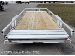 Bi Fold Gate Rail Side Trailer H8218TRSA H&H Aluminum Rail Side Utility, aluminum angle extrusion frame, 3" x 2" aluminum frame, 3" aluminum channel crossmembers, tandem axle trailer, 5" aluminum triple tube tongue, 2" x 1-1/2" aluminum uprights, 2" x 2" aluminum top rail, 2-5/16" A-Frame posi-lock coupler, dual safety chains and hooks, 7-way RV-style plug, sealed wiring harness, 2k rated setback jack, 54" aluminum bi-fold gate, aluminum teardrop fenders, tandem spring brake suspension, 7000 lb GVWR, easy lube hubs, ST205/75R15 C tires, 15" aluminum wheels, 2 x 8 pressure treated pine decking, front and rear end board caps, aluminum stake pockets, full LED DOT compliant lighting, load angle and ramp length, 17° load angle, 58" ramp length, ramp pivot point, aluminum utility trailer, H&H utility trailer, aluminum rail side trailer, aluminum trailer with stake pockets, tandem axle utility trailer, aluminum deck trailer, aluminum fender trailer, DOT compliant utility trailer, aluminum uti Aluminum Rail Side Tandem Utility Trailer H8218TRSA H&H Aluminum Rail Side Utility, aluminum angle extrusion frame, 3" x 2" aluminum frame, 3" aluminum channel crossmembers, tandem axle trailer, 5" aluminum triple tube tongue, 2" x 1-1/2" aluminum uprights, 2" x 2" aluminum top rail, 2-5/16" A-Frame posi-lock coupler, dual safety chains and hooks, 7-way RV-style plug, sealed wiring harness, 2k rated setback jack, 54" aluminum bi-fold gate, aluminum teardrop fenders, tandem spring brake suspension, 7000 lb GVWR, easy lube hubs, ST205/75R15 C tires, 15" aluminum wheels, 2 x 8 pressure treated pine decking, front and rear end board caps, aluminum stake pockets, full LED DOT compliant lighting, load angle and ramp length, 17° load angle, 58" ramp length, ramp pivot point, aluminum utility trailer, H&H utility trailer, aluminum rail side trailer, aluminum trailer with stake pockets, tandem axle utility trailer, aluminum deck trailer, aluminum fender trailer, DOT compliant utility trailer, a