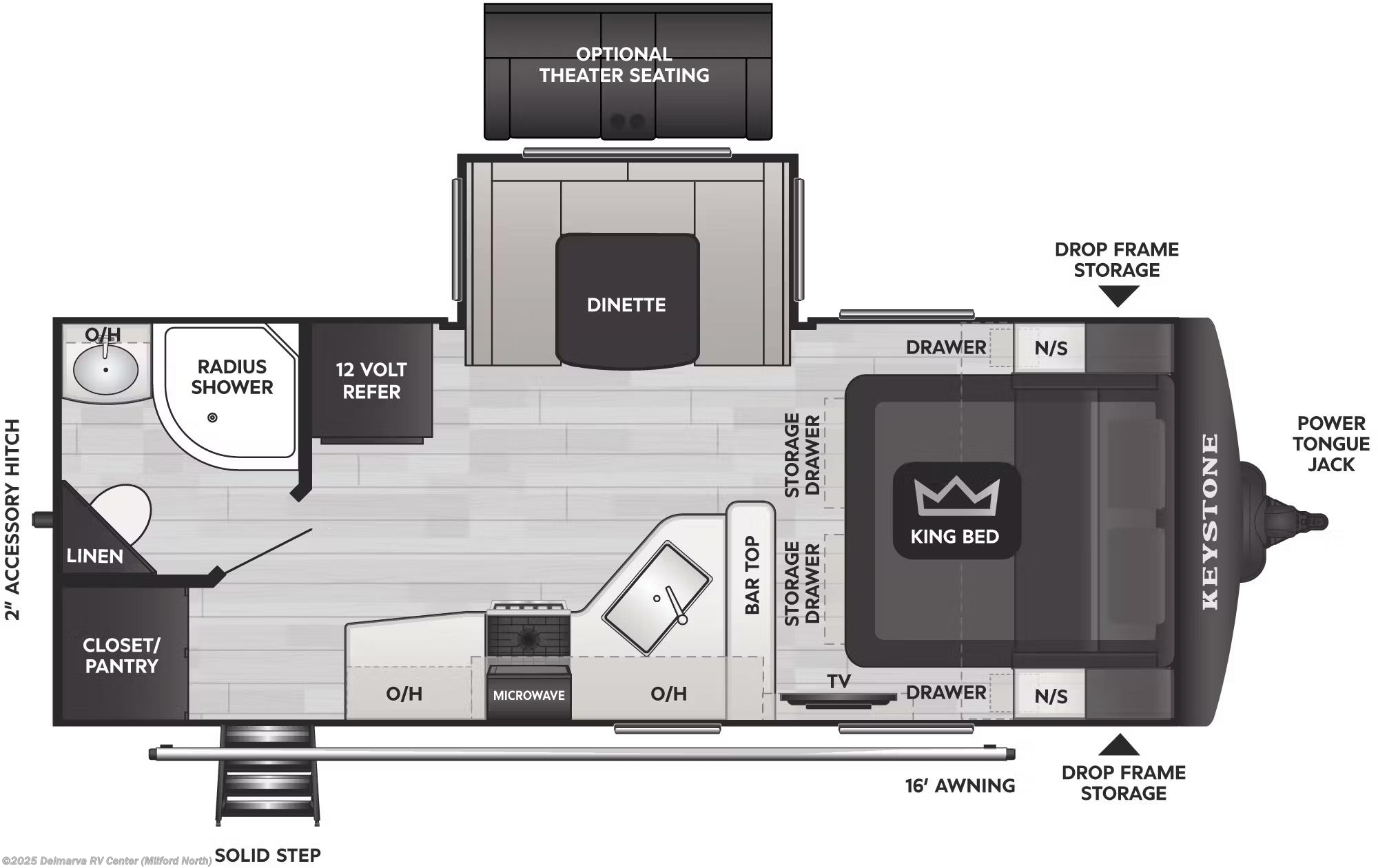 Call now about this 2026 Keystone Cougar Half-Ton 22RBS! Floorplan of 2026 Keystone Cougar Half-Ton 22RBS