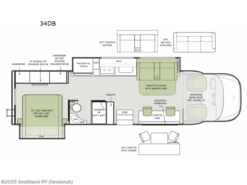 Call now about this 2026 Tiffin Allegro Bay 34 DB! 2026 Tiffin Allegro Bay 34 DB - New Super C For Sale by Southland RV in Savannah, Georgia features Slideout