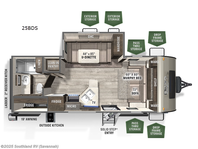Call now about this 2023 Forest River Flagstaff Micro Lite 25BDS! 2023 Forest River Flagstaff Micro Lite 25BDS - Used Travel Trailer For Sale by Southland RV in Savannah, Georgia features Slideout