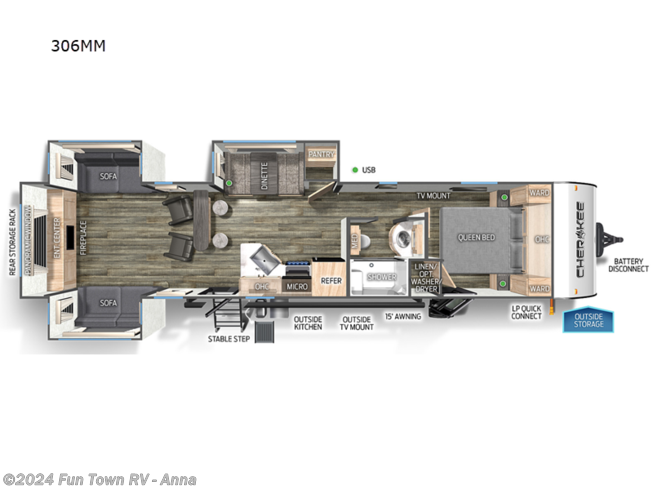 2024 Forest River Cherokee 306MM - New Travel Trailer For Sale by Fun Town RV - Anna in Anna, Illinois