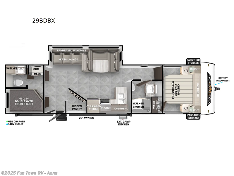 Call now about this 2024 Forest River Wildwood 29BDBX! 2024 Forest River Wildwood 29BDBX - Used Travel Trailer For Sale by Fun Town RV - Anna in Anna, Illinois features Slideout