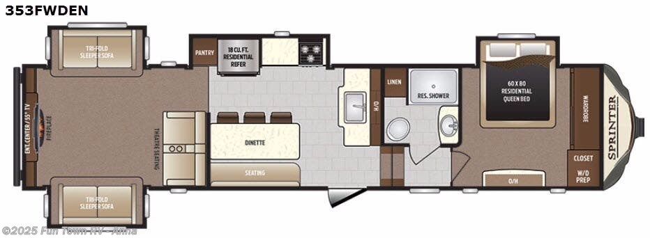 Call now about this 2017 Keystone Sprinter 353FWDEN! 2017 Keystone Sprinter 353FWDEN - Used Fifth Wheel For Sale by Fun Town RV - Anna in Anna, Illinois features Slideout