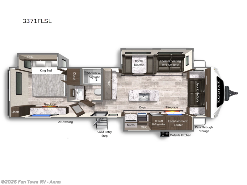 Call now about this 2025 Dutchmen Kodiak Ultimate 3371FLSL! 2025 Dutchmen Kodiak Ultimate 3371FLSL - New Travel Trailer For Sale by Fun Town RV - Anna in Anna, Illinois features Slideout