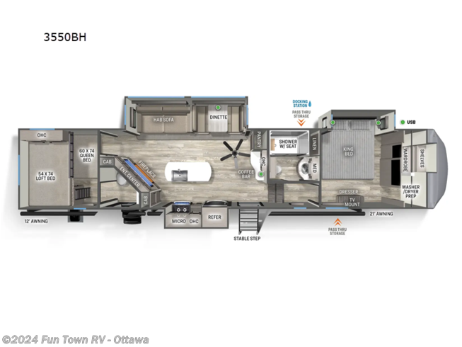 2024 Forest River Sandpiper 3550BH - New Fifth Wheel For Sale by Fun Town RV - Ottawa in Ottawa, Kansas