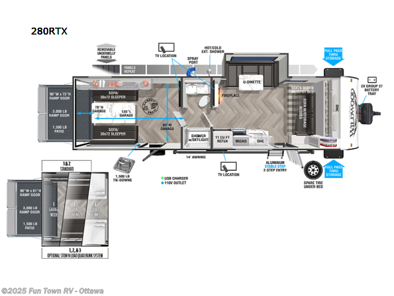 Call now about this 2022 Forest River Wildwood FSX 280RTX! 2022 Forest River Wildwood FSX 280RTX - Used Toy Hauler For Sale by Fun Town RV - Ottawa in Ottawa, Kansas features Slideout