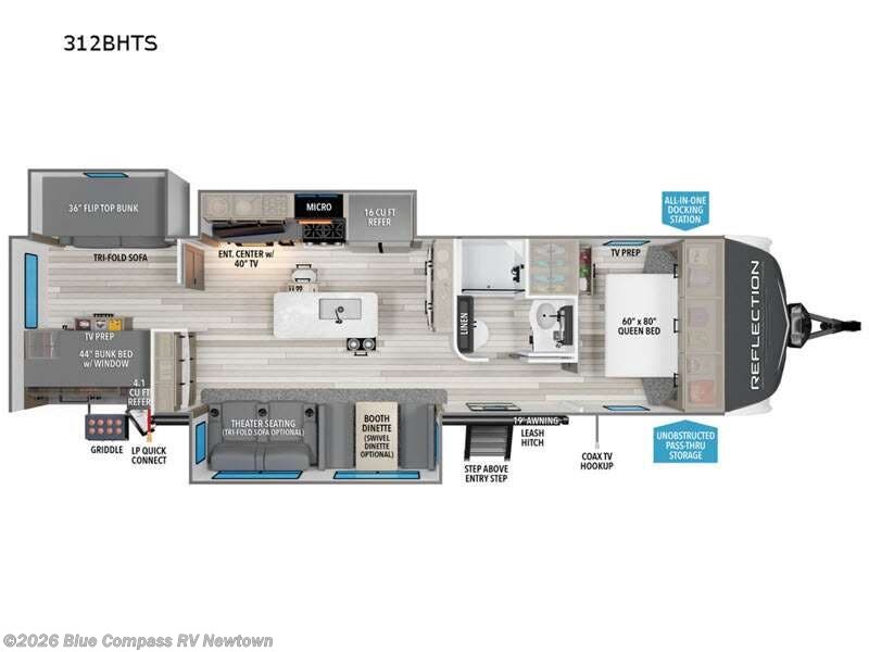 Call now about this 2024 Grand Design Reflection 312BHTS! 2024 Grand Design Reflection 312BHTS - New Travel Trailer For Sale by Blue Compass RV Newtown in Newtown, Connecticut features Slideout