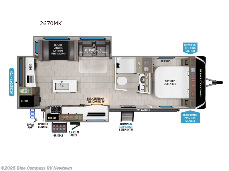 Call now about this 2025 Grand Design Imagine 2670MK! 2025 Grand Design Imagine 2670MK - New Travel Trailer For Sale by Blue Compass RV Newtown in Newtown, Connecticut features Slideout