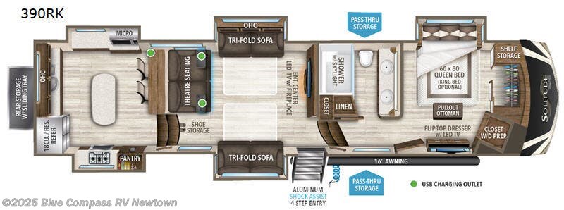 Call now about this 2020 Grand Design Solitude 390RK! 2020 Grand Design Solitude 390RK - Used Fifth Wheel For Sale by Blue Compass RV Newtown in Newtown, Connecticut features Slideout