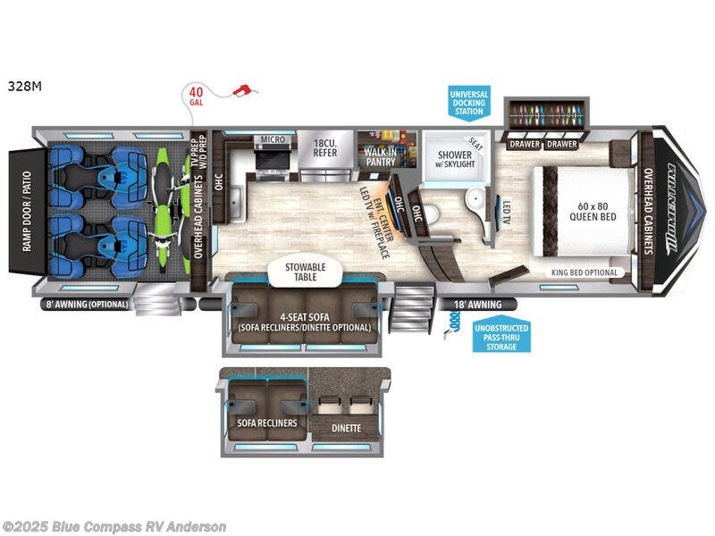 Call now about this 2019 Grand Design Momentum M-Class 328M! 2019 Grand Design Momentum M-Class 328M - Used Toy Hauler For Sale by Blue Compass RV Anderson in Anderson, California features Slideout