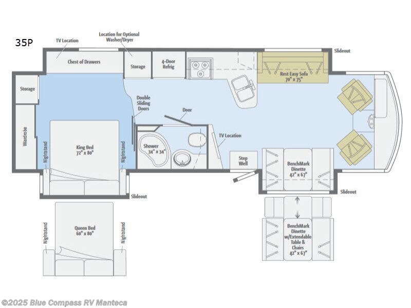 Call now about this 2017 Winnebago Adventurer 35P! 2017 Winnebago Adventurer 35P - Used Class A For Sale by Blue Compass RV Manteca in Manteca, California features Slideout