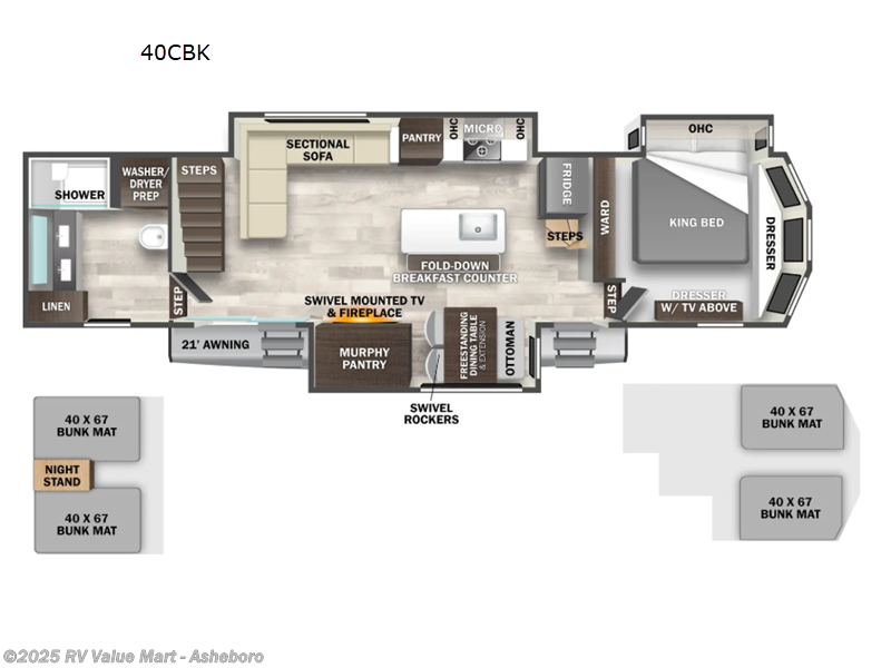 Call now about this 2026 Forest River Cedar Creek Cottage 40CBK! 2026 Forest River Cedar Creek Cottage 40CBK - New Destination Trailer For Sale by RV Value Mart - Asheboro in Franklinville, North Carolina features Slideout