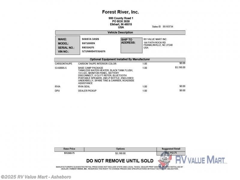 Email now about this 2026 Shasta I-5 Edition 526RBS! New 2026 Shasta I-5 Edition 526RBS available in Franklinville, North Carolina