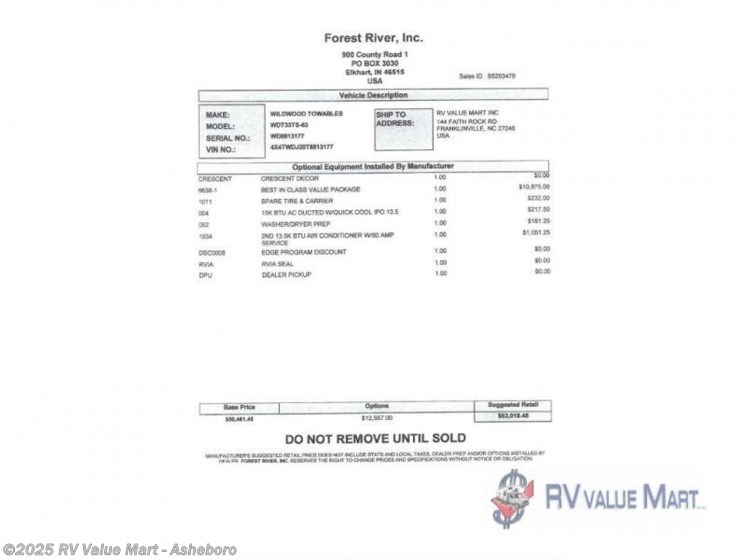 Email now about this 2026 Forest River Wildwood 33TS! New 2026 Forest River Wildwood 33TS available in Franklinville, North Carolina