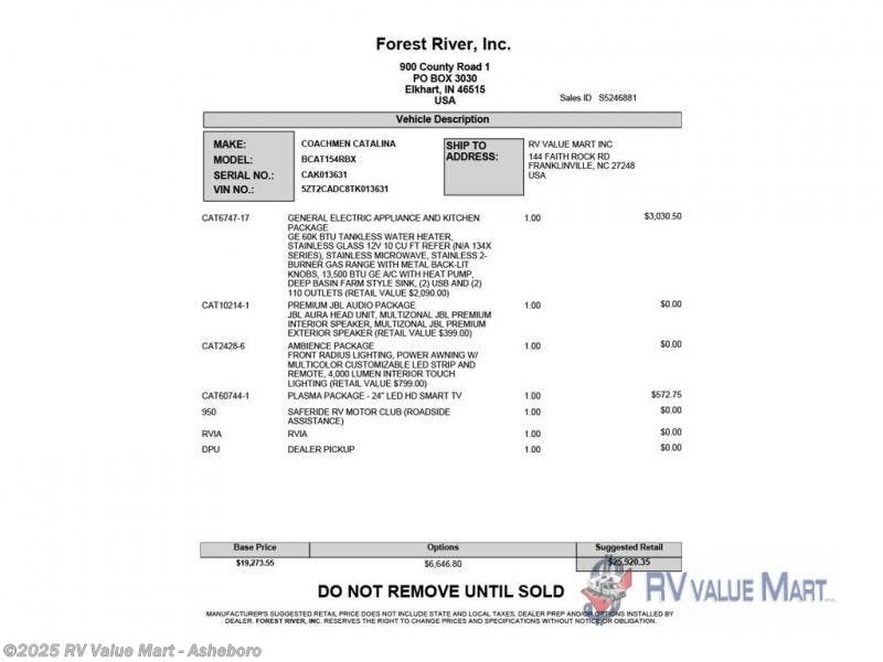 Email now about this 2026 Coachmen Catalina Summit Series 7 154RBX! New 2026 Coachmen Catalina Summit Series 7 154RBX available in Franklinville, North Carolina