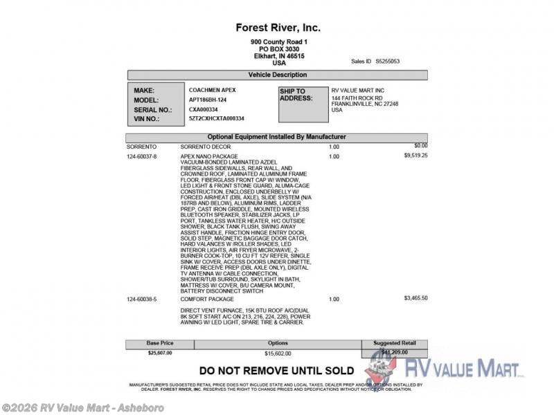 Contact us now about this 2026 Coachmen Apex Nano 186BH! 2026 Apex Nano 186BH by Coachmen from RV Value Mart - Asheboro in Franklinville, North Carolina