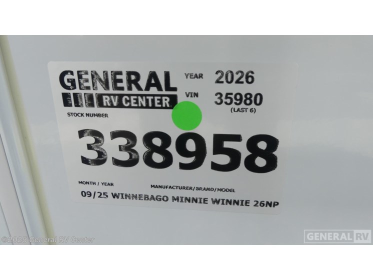 Email now about this 2026 Winnebago Minnie Winnie 26NP! New 2026 Winnebago Minnie Winnie 26NP available in Fort Myers, Florida