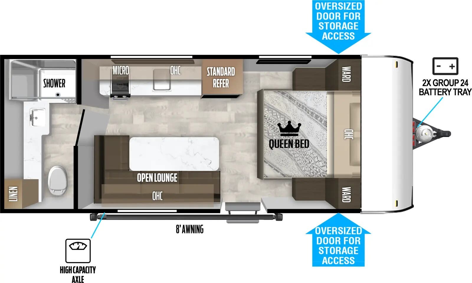 Call now about this 2026 Forest River Wildwood FSX 164FBLE! Floorplan of 2026 Forest River Wildwood FSX 164FBLE