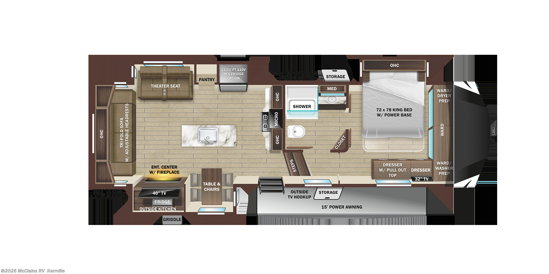 Call now about this 2025 Highland Ridge Open Range 3X 287RLS! 2025 Highland Ridge Open Range 3X 287RLS - New Fifth Wheel For Sale by McClains RV in Kerrville, Texas features Slam Latch Baggage Doors, Pass Thru Storage, Leveling Jacks, Solar Panel, Dishwasher