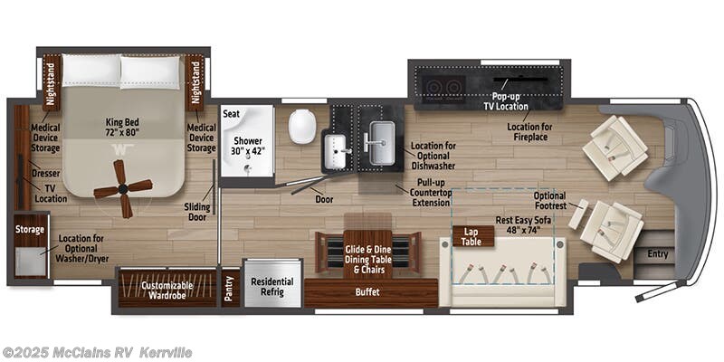 Call now about this 2025 Winnebago Journey 34N! Floorplan of 2025 Winnebago Journey 34N