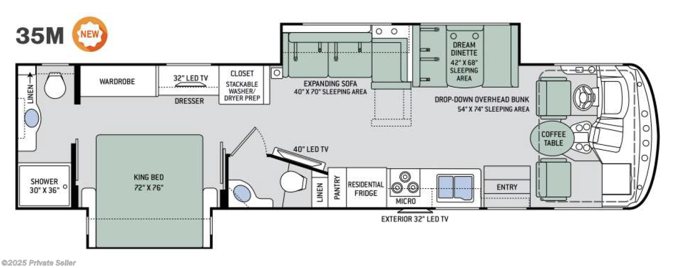 Floorplan of 2017 Thor Motor Coach Hurricane 35M – With 20k SOLAR POWER UPGRADE!