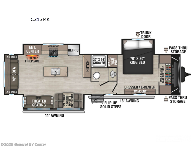 Call now about this 2025 K-Z Connect C313MK! 2025 K-Z Connect C313MK - New Travel Trailer For Sale by General RV Center in Mesa, Arizona