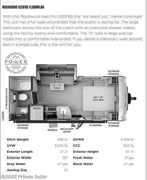 Email now about this 2023 Forest River Rockwood FRONT BED! Used 2023 Forest River Rockwood FRONT BED available in Edmond, Oklahoma