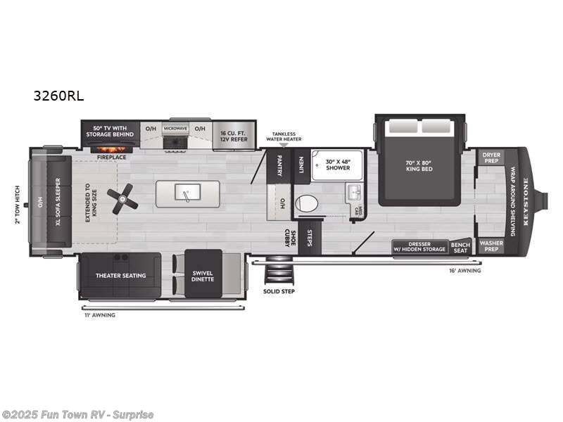 Call now about this 2026 Keystone Arcadia 3260RL! 2026 Keystone Arcadia 3260RL - New Fifth Wheel For Sale by Fun Town RV - Surprise in Surprise, Arizona features Slideout