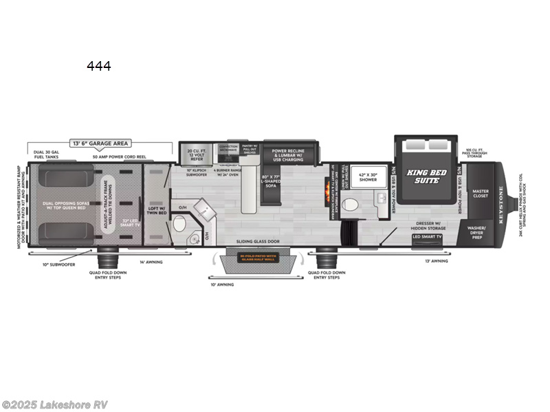 Call now about this 2026 Keystone Raptor 444! 2026 Keystone Raptor 444 - New Toy Hauler For Sale by Lakeshore RV in Muskegon, Michigan features Slideout