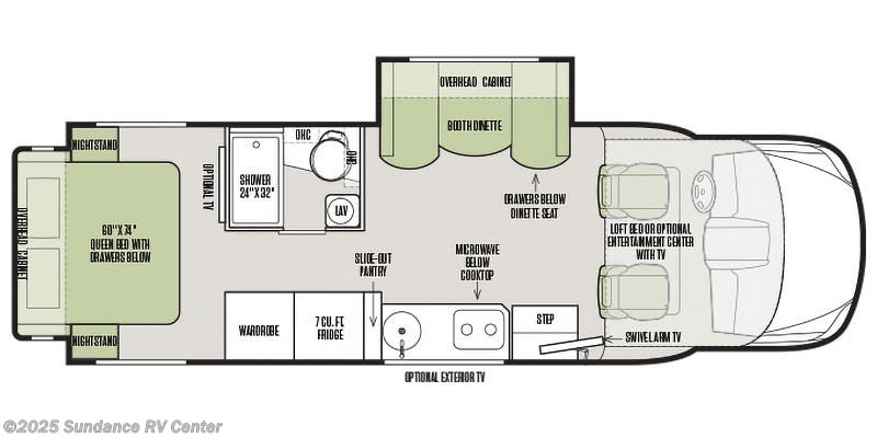 Email now about this 2019 Tiffin Wayfarer 25 QW! Floorplan of 2019 Tiffin Wayfarer 25 QW