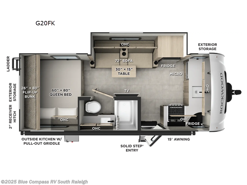 Call now about this 2026 Forest River Rockwood Geo Pro G20FK! 2026 Forest River Rockwood Geo Pro G20FK - New Travel Trailer For Sale by Blue Compass RV South Raleigh in Benson, North Carolina features Slideout