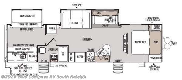 Call now about this 2014 Forest River Wildwood Heritage Glen 312QBUD! 2014 Forest River Wildwood Heritage Glen 312QBUD - Used Travel Trailer For Sale by Blue Compass RV South Raleigh in Benson, North Carolina features Slideout